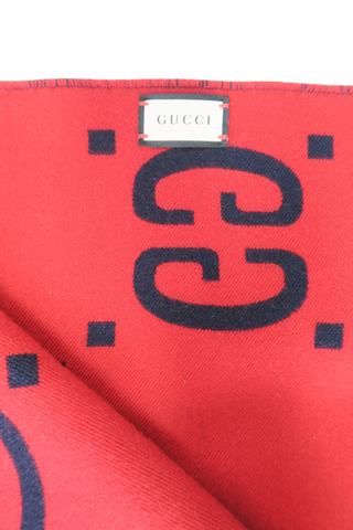 Gucci Logo Red Scarf - Designer Scarves at The Find Luxury Resale - Vancouver, Canada
