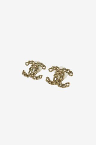 Chanel CC Chain Link Stud Earrings - Designer Earrings at The Find Luxury Resale - Vancouver, Canada