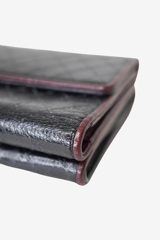Chanel Black/Burgundy Leather Diamond Stitch French Wallet