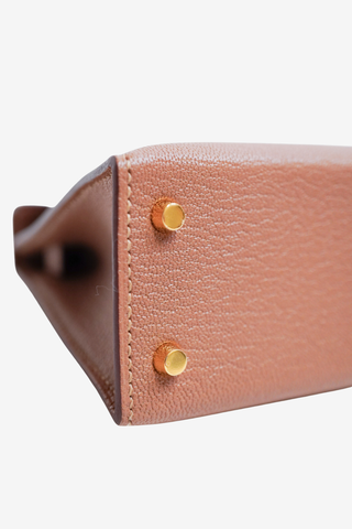 Hermès Quebracho Chèvre Mini Kelly 20 II Gold Hardware - Designer Handbags at The Find Luxury Resale - Vancouver, Canada