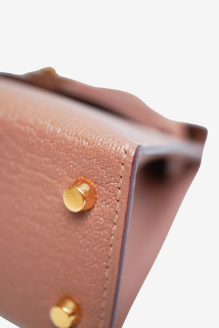 Hermès Quebracho Chèvre Mini Kelly 20 II Gold Hardware - Designer Handbags at The Find Luxury Resale - Vancouver, Canada