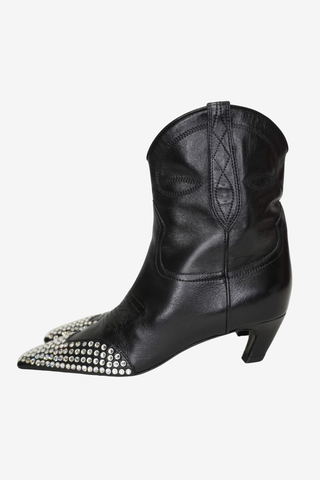 Khaite Leather Crystal Embellished Western Boots sz 38 - Designer boots at The Find Luxury Resale - Vancouver, Canada