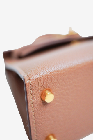 Hermès Quebracho Chèvre Mini Kelly 20 II Gold Hardware - Designer Handbags at The Find Luxury Resale - Vancouver, Canada