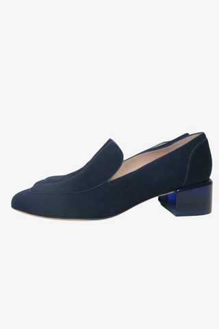 Stuart Weitzman Blue Suede Loafers sz 7.5 - Designer Flats at The Find Luxury Resale - Vancouver, Canada