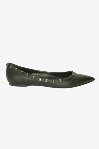Valentino Rockstud Accents Leather Ballet Flats sz 40