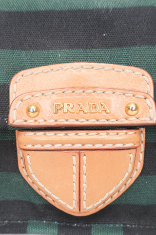 Prada Stripe Clutch - Designer clutch at The Find Luxury Resale - Vancouver, Canada