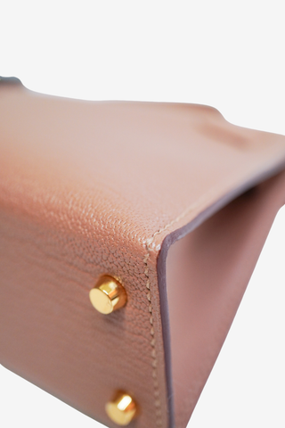 Hermès Quebracho Chèvre Mini Kelly 20 II Gold Hardware - Designer Handbags at The Find Luxury Resale - Vancouver, Canada