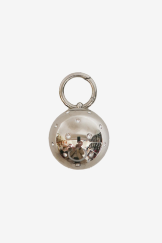 Prada Crystal Embellished Silver Ball Charm - Designer Accessories at The Find Luxury Resale - Vancouver, Canada