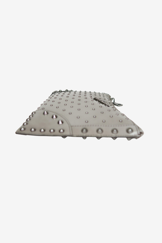 Prada Grey Studded Clutch - Designer clutch at The Find Luxury Resale - Vancouver, Canada