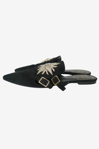 Roger Vivier Suede Embellished Mule 36.5 - Designer Flats at The Find Luxury Resale - Vancouver, Canada