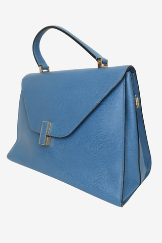 Valextra Blue Leather Top Handle Bag - Designer Handbags at The Find Luxury Resale - Vancouver, Canada