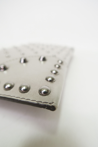 Prada Grey Studded Clutch - Designer clutch at The Find Luxury Resale - Vancouver, Canada