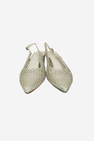 Stuart Weitzman Metallic Slingbacks Sz 6 - Designer shoes at The Find Luxury Resale - Vancouver, Canada