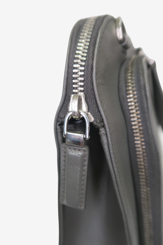 Prada Grey Saffiano Leather Briefcase - Designer handbag at The Find Luxury Resale - Vancouver, Canada