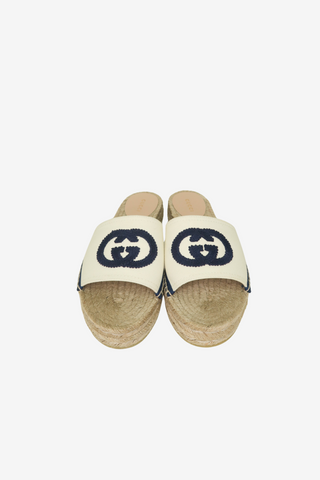Gucci Jute Printed Espadrilles sz 38 - Designer shoes at The Find Luxury Resale - Vancouver, Canada