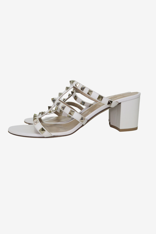 Valentino Rockstud White Sandals sz 40 - Designer pumps at The Find Luxury Resale - Vancouver, Canada