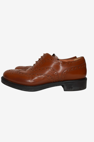 Miu Miu Leather Oxfords sz 36.5 - Designer Loafers at The Find Luxury Resale - Vancouver, Canada
