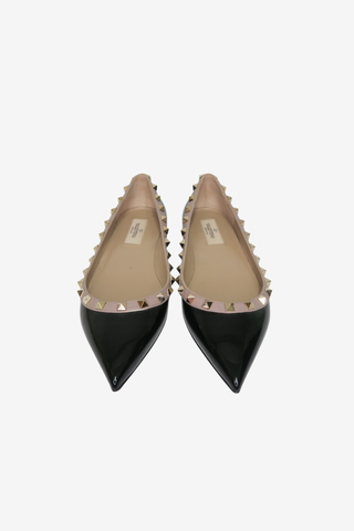 Valentino Rockstud Black Patent Flats sz 37.5