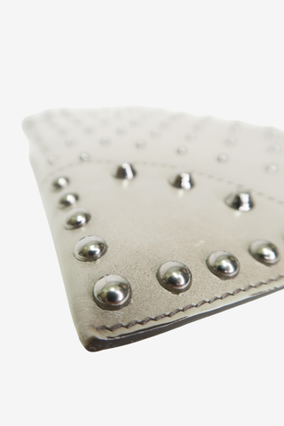 Prada Grey Studded Clutch - Designer clutch at The Find Luxury Resale - Vancouver, Canada