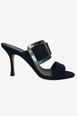 Manolo Blahnik Navy Sandals sz 36.5 - Designer Loafer at The Find Luxury Resale - Vancouver, Canada