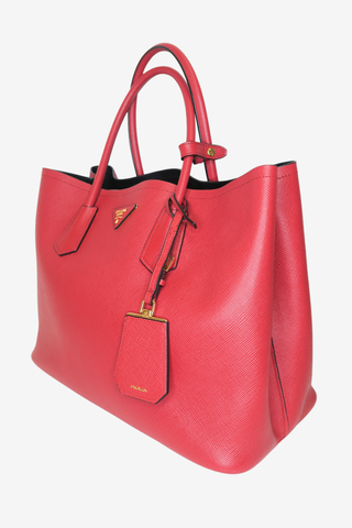 Prada Saffiano Cuir Double Tote Bag - Designer Handbags at The Find Luxury Resale - Vancouver, Canada