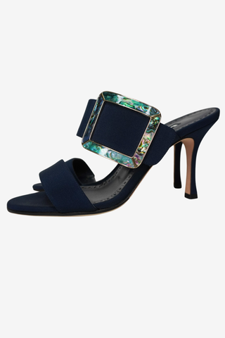 Manolo Blahnik Navy Sandals sz 36.5 - Designer Loafer at The Find Luxury Resale - Vancouver, Canada