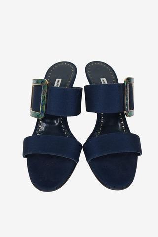 Manolo Blahnik Navy Sandals sz 36.5 - Designer Loafer at The Find Luxury Resale - Vancouver, Canada