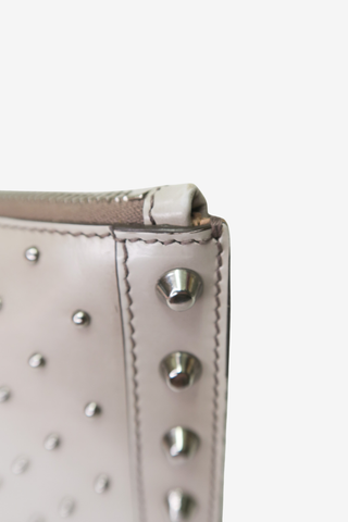 Prada Grey Studded Clutch - Designer clutch at The Find Luxury Resale - Vancouver, Canada