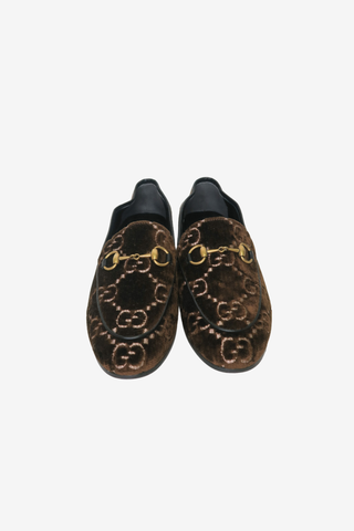 Gucci GG Logo Velvet Loafers - Designer Loafers at The Find Luxury Resale - Vancouver, Canada
