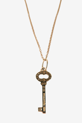 Tiffany & Copy 18K Diamond Oval Key Pendant w/Chain - Designer Necklace at The Find Luxury Resale - Vancouver, Canada