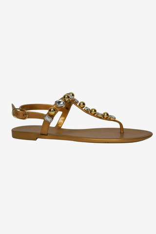 Stuart Weitzman Gold Sandals sz 8 - Designer Loafer at The Find Luxury Resale - Vancouver, Canada