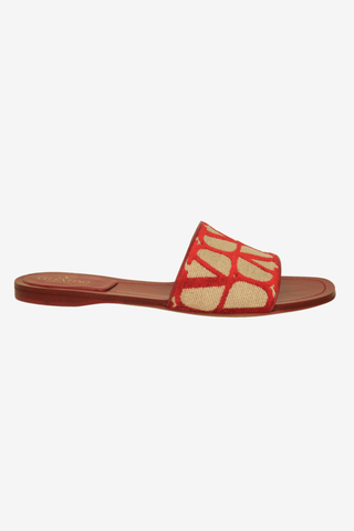 Valentino Leather Printed Slides sz 38 - Designer shoes at The Find Luxury Resale - Vancouver, Canada