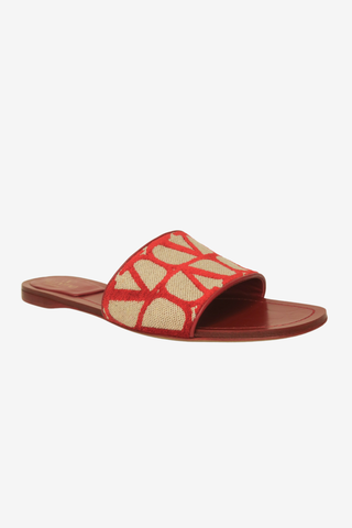 Valentino Leather Printed Slides sz 38 - Designer shoes at The Find Luxury Resale - Vancouver, Canada