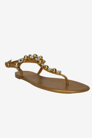 Stuart Weitzman Gold Sandals sz 8 - Designer Loafer at The Find Luxury Resale - Vancouver, Canada