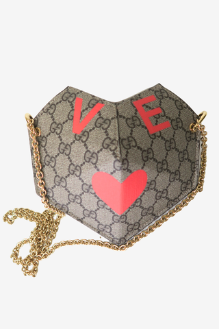 Gucci GG Supreme Valentines Day Heart Chain Bag - Designer handbag at The Find Luxury Resale - Vancouver, Canada