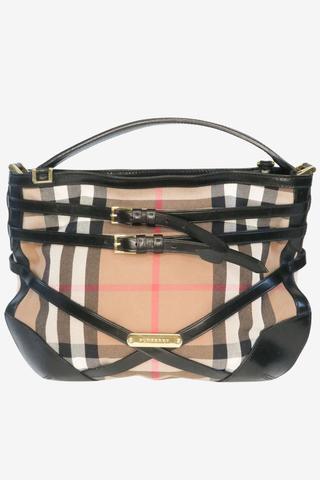 Burberry Check Bridle Calfskin Small Dutton Hobo Bag - Designer Handbags at The Find Luxury Resale - Vancouver, Canada