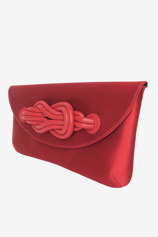 Shangai Tang Red Satin Clutch - Designer Handbags at The Find Luxury Resale - Vancouver, Canada