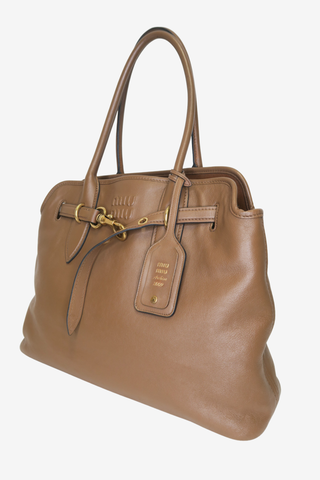 Miu Miu Brown Leather Bag - Designer Handbags at The Find Luxury Resale - Vancouver, Canada