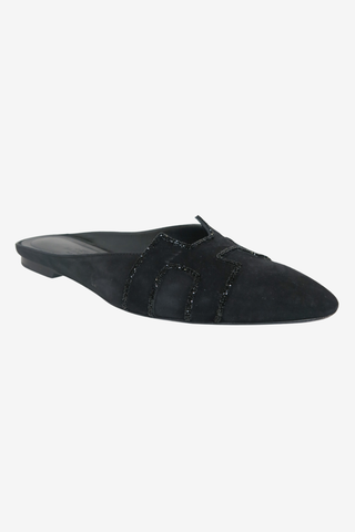 Hermès Roxane Suede Mules sz 38.5 - Designer Flats at The Find Luxury Resale - Vancouver, Canada