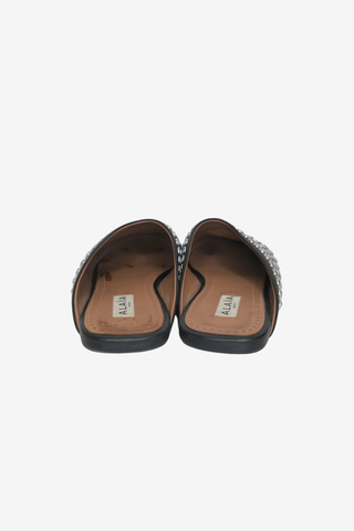 Alaïa Leather Crystal Embellishment Mules Sz 37 - Designer shoes at The Find Luxury Resale - Vancouver, Canada