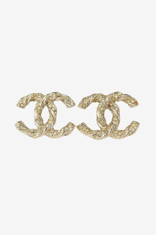 Chanel Strass CC Stud Earrings - Designer Earrings at The Find Luxury Resale - Vancouver, Canada