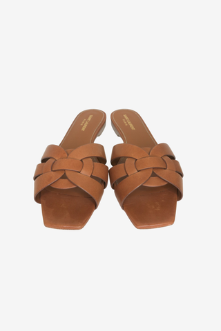 Saint Laurent Leather Slides sz 41 - Designer shoes at The Find Luxury Resale - Vancouver, Canada
