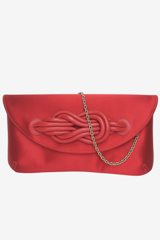 Shangai Tang Red Satin Clutch - Designer Handbags at The Find Luxury Resale - Vancouver, Canada