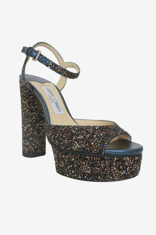 Jimmy Choo Glitter Glitter Accents Sandals sz 36 - Designer shoes at The Find Luxury Resale - Vancouver, Canada