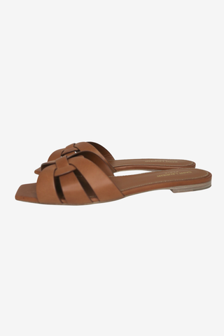 Saint Laurent Leather Slides sz 41 - Designer shoes at The Find Luxury Resale - Vancouver, Canada