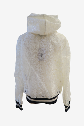 Chanel 2018 Lace Bomber Rain Jacket Sz 38 - Designer Jackets at The Find Luxury Resale - Vancouver, Canada