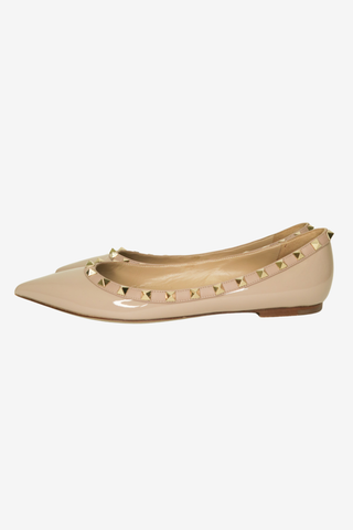 Valentino Rockstud Accents Leather Ballet Flats sz 40 - Designer Flats at The Find Luxury Resale - Vancouver, Canada