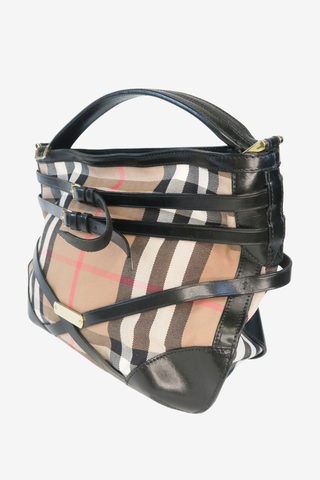 Burberry Check Bridle Calfskin Small Dutton Hobo Bag - Designer Handbags at The Find Luxury Resale - Vancouver, Canada