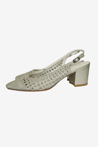 Stuart Weitzman Metallic Slingbacks Sz 6 - Designer shoes at The Find Luxury Resale - Vancouver, Canada