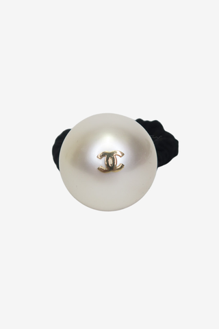 Chanel CC Faux Pearl Hair Tie - Designer Accessories at The Find Luxury Resale - Vancouver, Canada